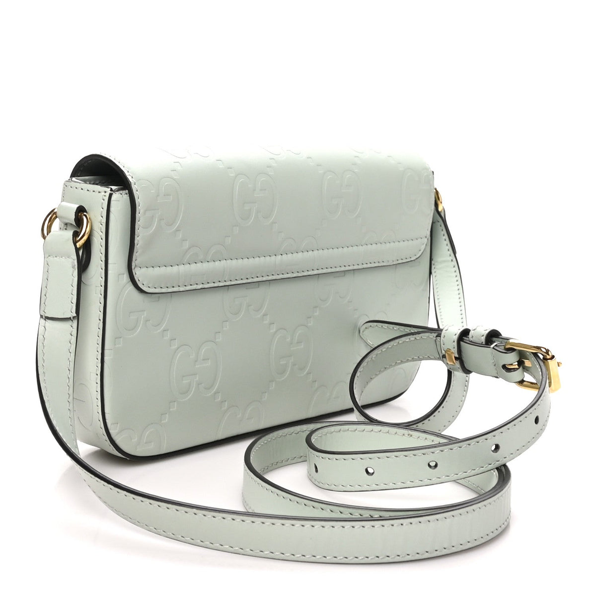 Calfskin GG Super Mini Shoulder Bag Pale Green