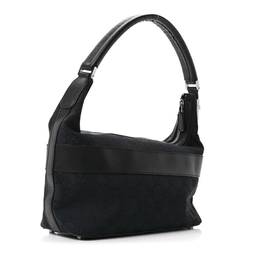 GG Canvas Monogram Shoulder Bag Black