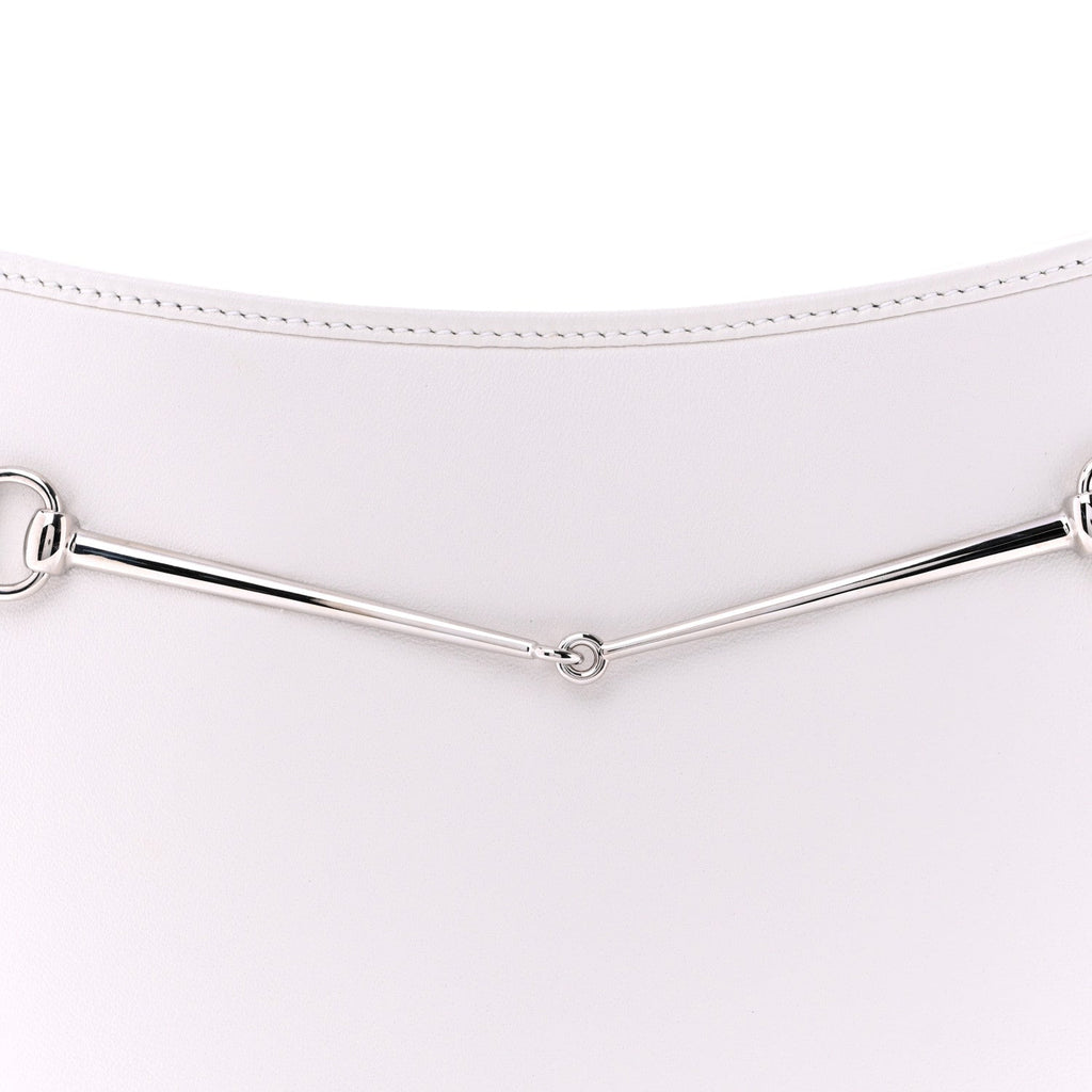Calfskin Horsebit Slim Shoulder Bag White