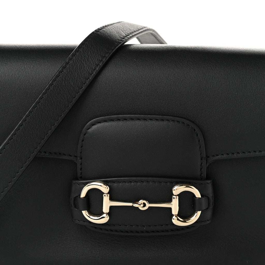 Arabella Calfskin Horsebit 1955 Soft Small Shoulder Bag Black