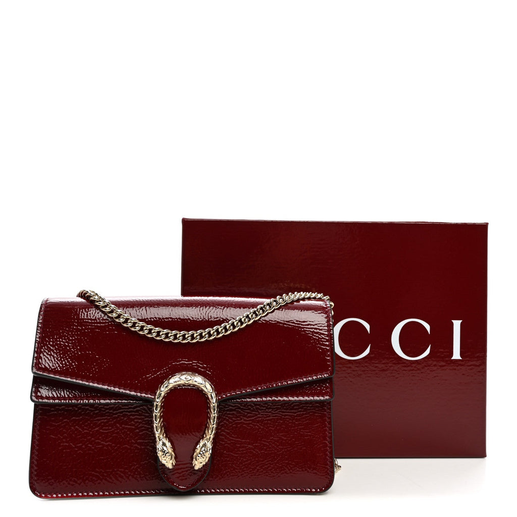 Crinkled Patent Mini Dionysus Shoulder Bag Rosso Ancora Red
