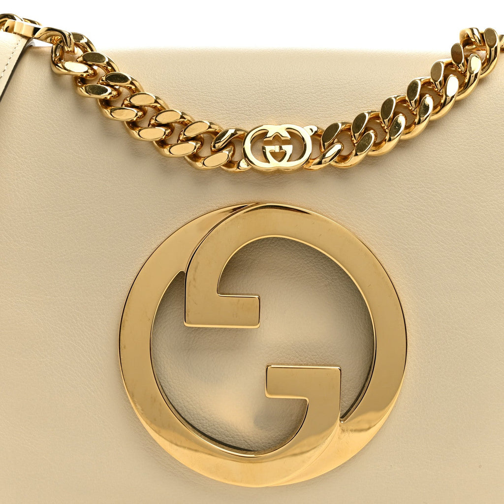 Roxy Calfskin Blondie Chain Shoulder Flap Bag Mystic White