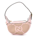Monogram Jumbo GG Textured Dollar Calfskin Mini Ophidia Half Moon Hobo Beige Perfect Pink