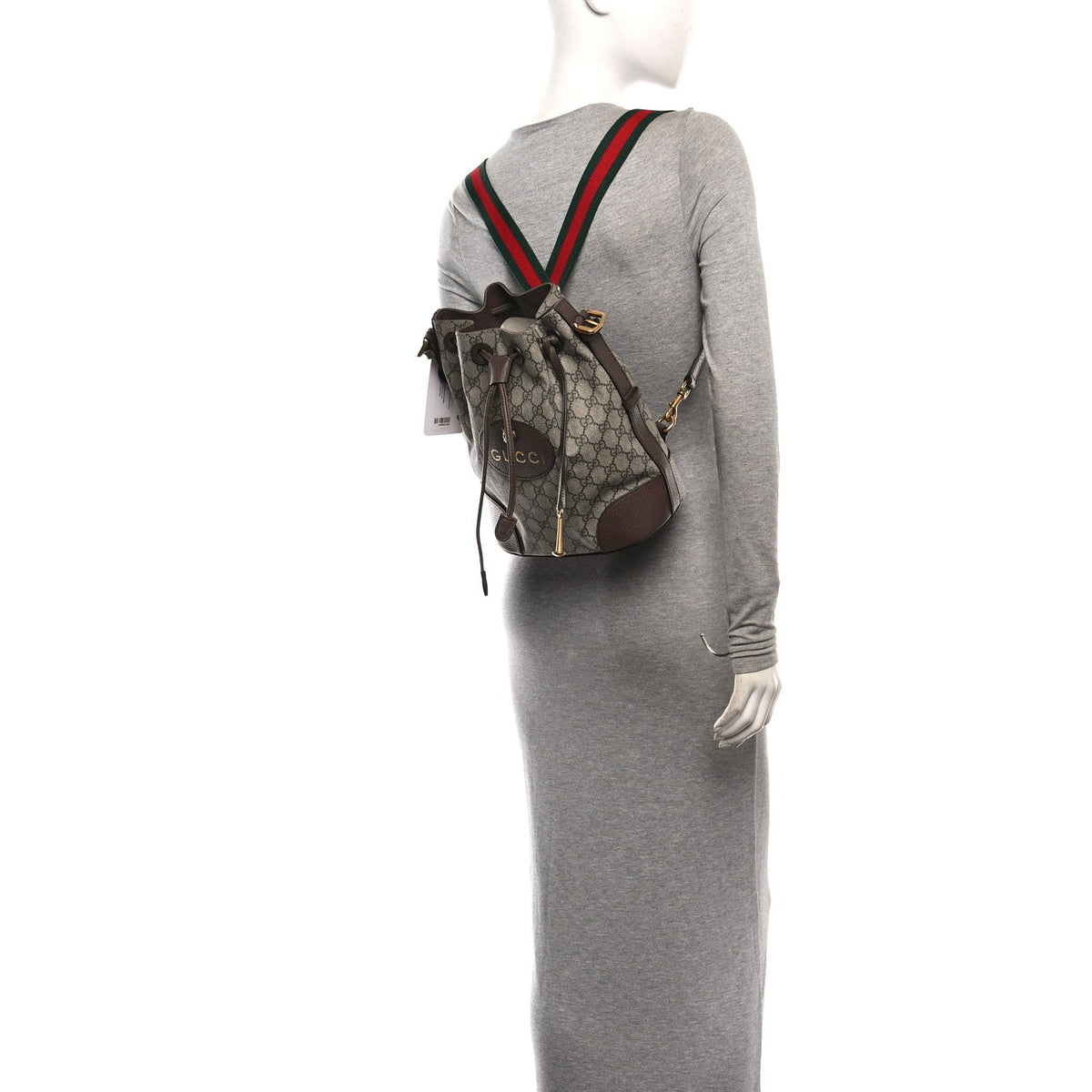 GG Supreme Monogram Neo Vintage Drawstring Bucket Backpack Beige New Acero Crop