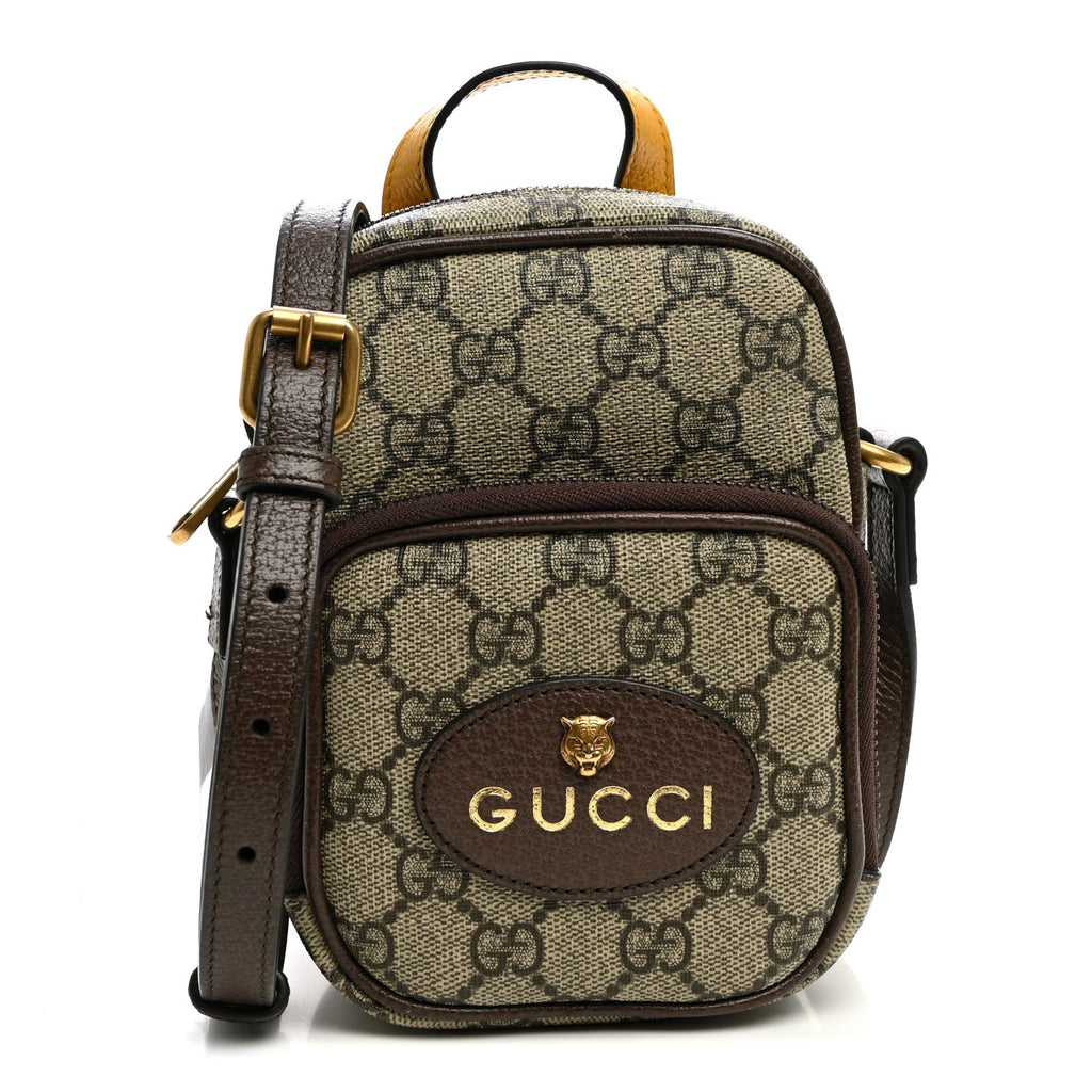 GG Supreme Monogram Mini Neo Vintage Double Zip Messenger Bag Beige New Acero Crop