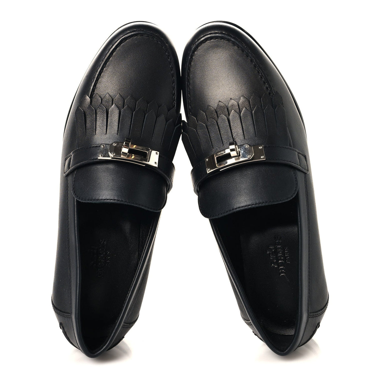 Fringed Calfskin Womens Destin Loafer 37 Black