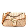 Raffia GG Monogram Matelasse Small GG Marmont Shoulder Bag Natural Beige Off White Sun Oil