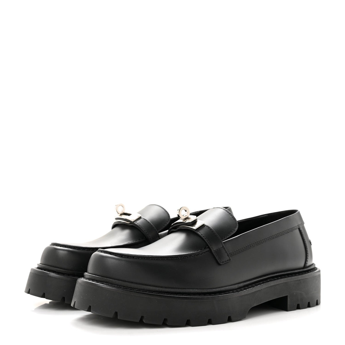 Calfskin Womens Icone Loafers 37 Black