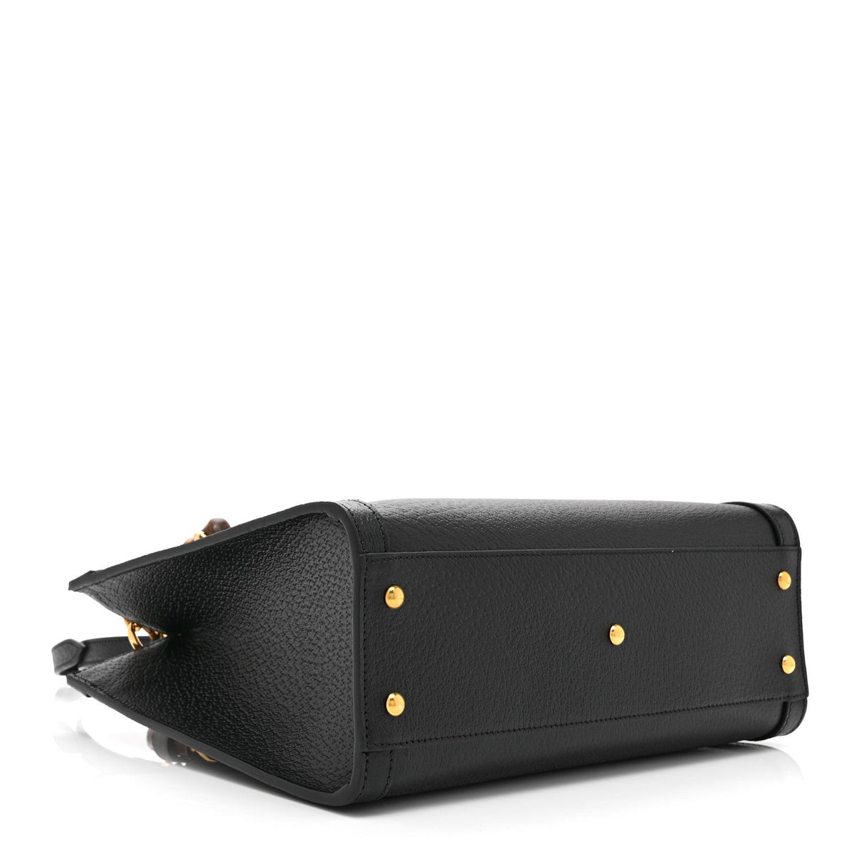 Textured Dollar Calfskin Web Small Diana Tote Bag Black Dusty Grey