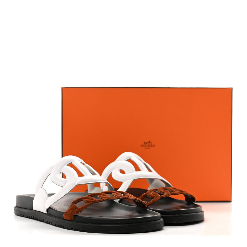 Suede Goatskin Nappa Extra Sandals 41 White Gold