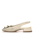 Calfskin Perforated Shake Slingback Pumps 35.5 Creme Beige