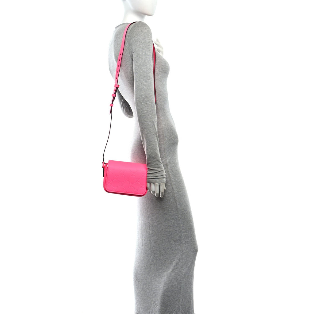 Calfskin GG Rubber effect Super Mini Bag  Pink