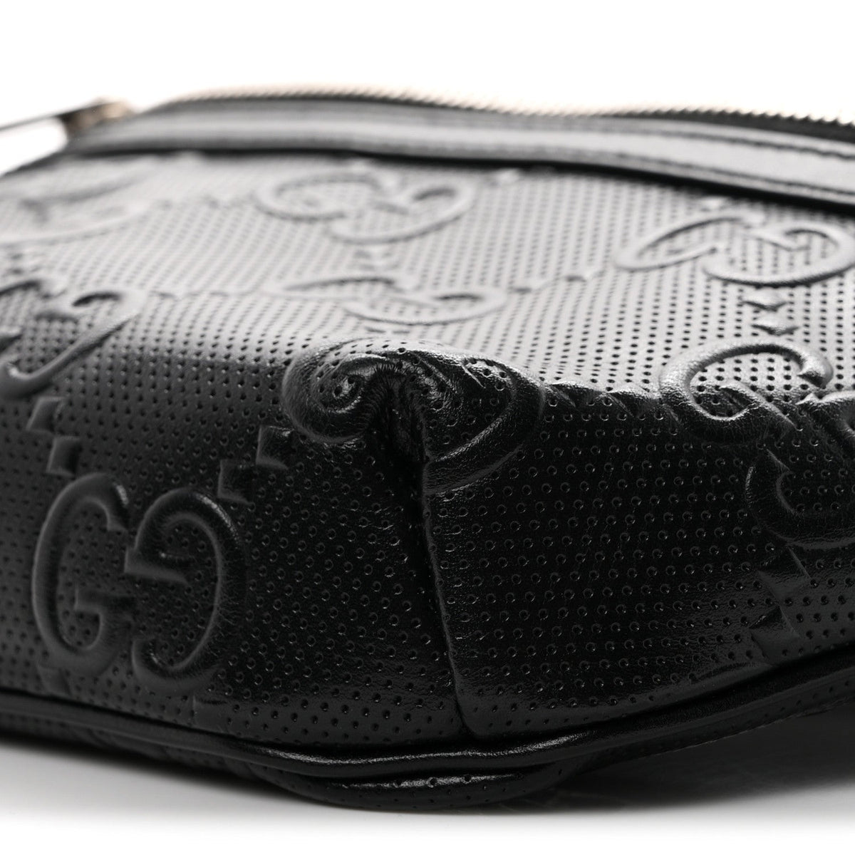 Calfskin GG Tennis Embossed Belt Bag Black