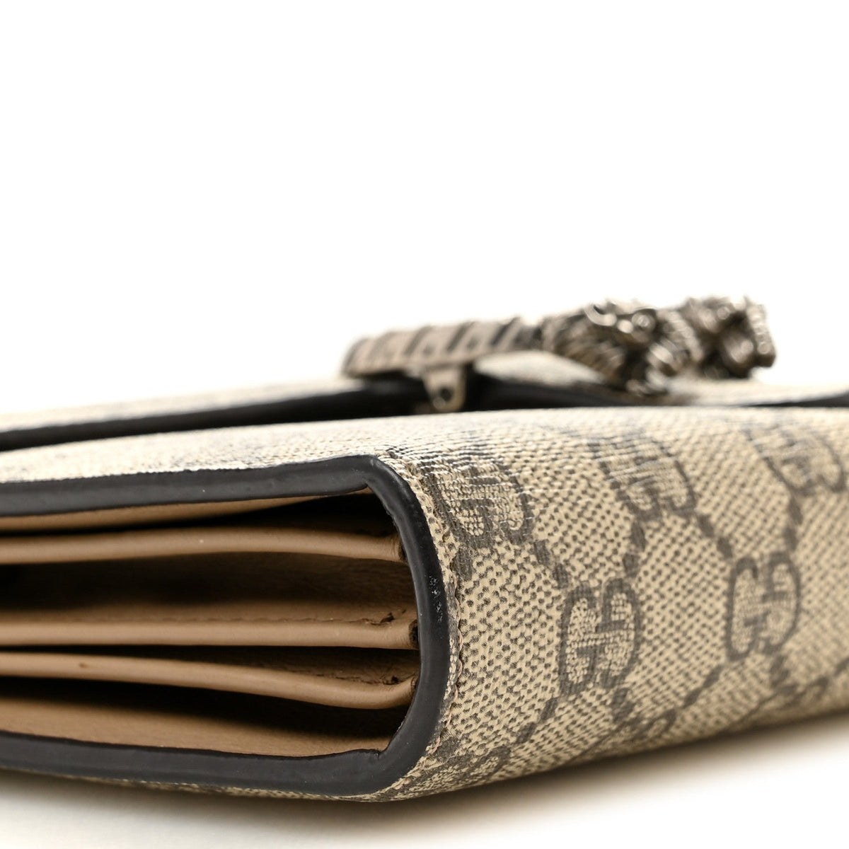 GG Supreme Monogram Mini Dionysus Chain Wallet Beige Taupe