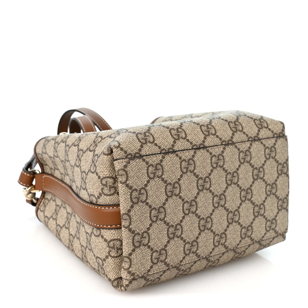 GG Supreme Monogram Emblem Small Shoulder Bag Beige Ebony Sundial