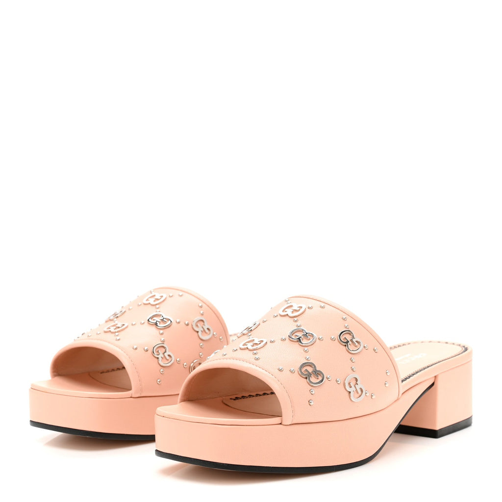 Malaga Kid Interlocking G Studs 25/50mm Platform Sandals 37.5 Perfect Pink
