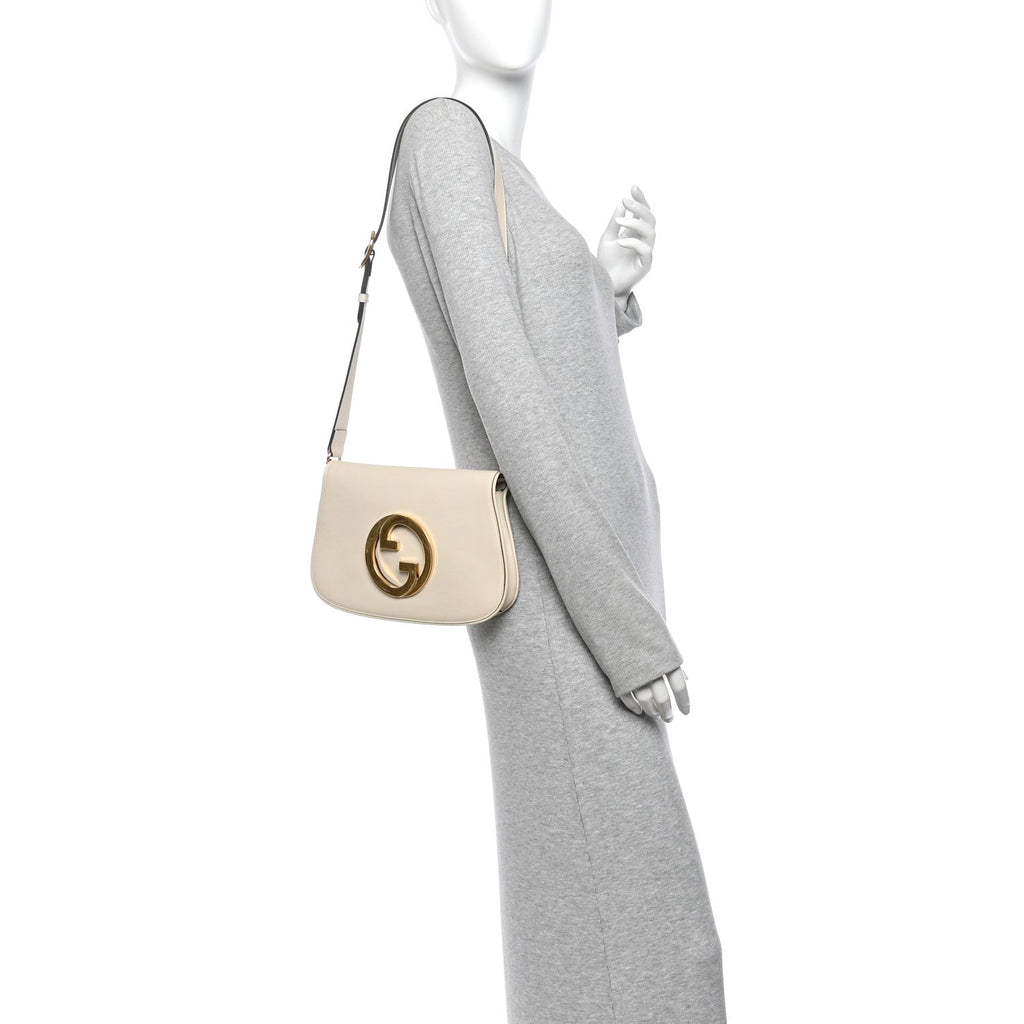 Roxy Calfskin Blondie Chain Shoulder Flap Bag Mystic White