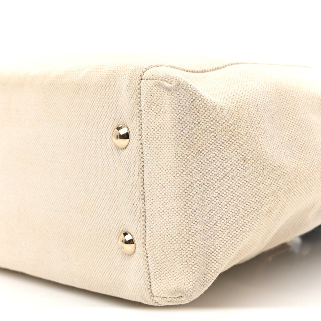 Calfskin Canvas Tote Black White