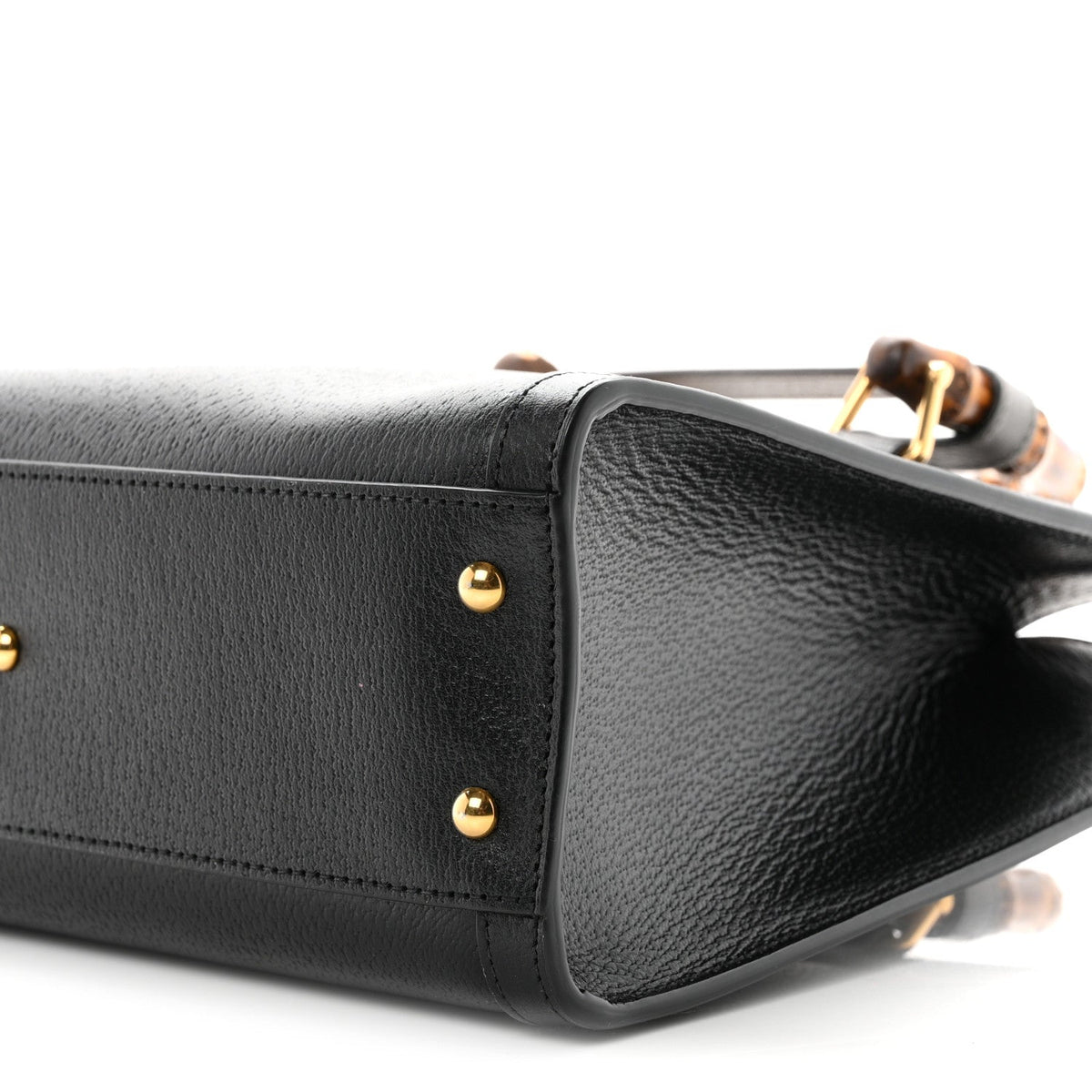Textured Dollar Calfskin Web Small Diana Tote Bag Black Dusty Grey