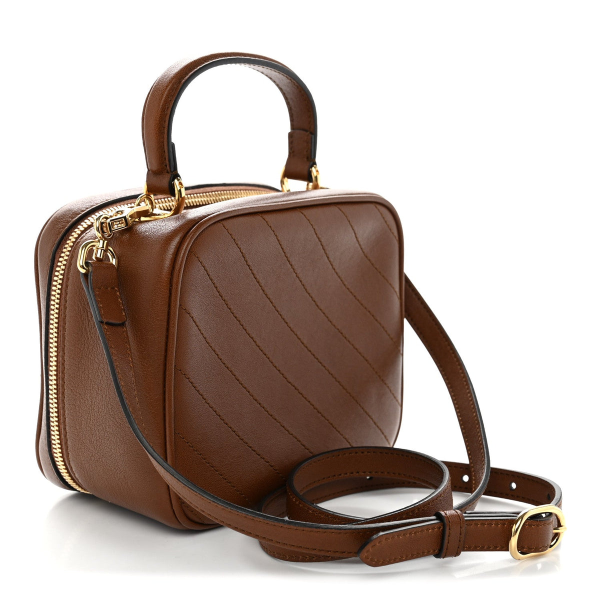 Sakai Be Green Calfskin Diagonal Stitched Blondie Top Handle Bag Cuir