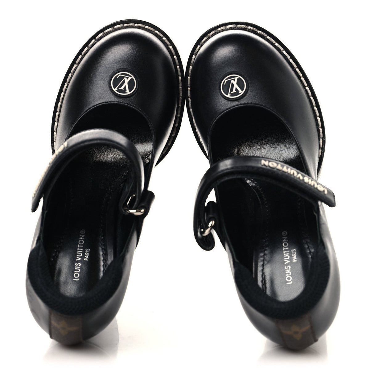 Calfskin Star Trail Ankle Pumps 35.5 Black
