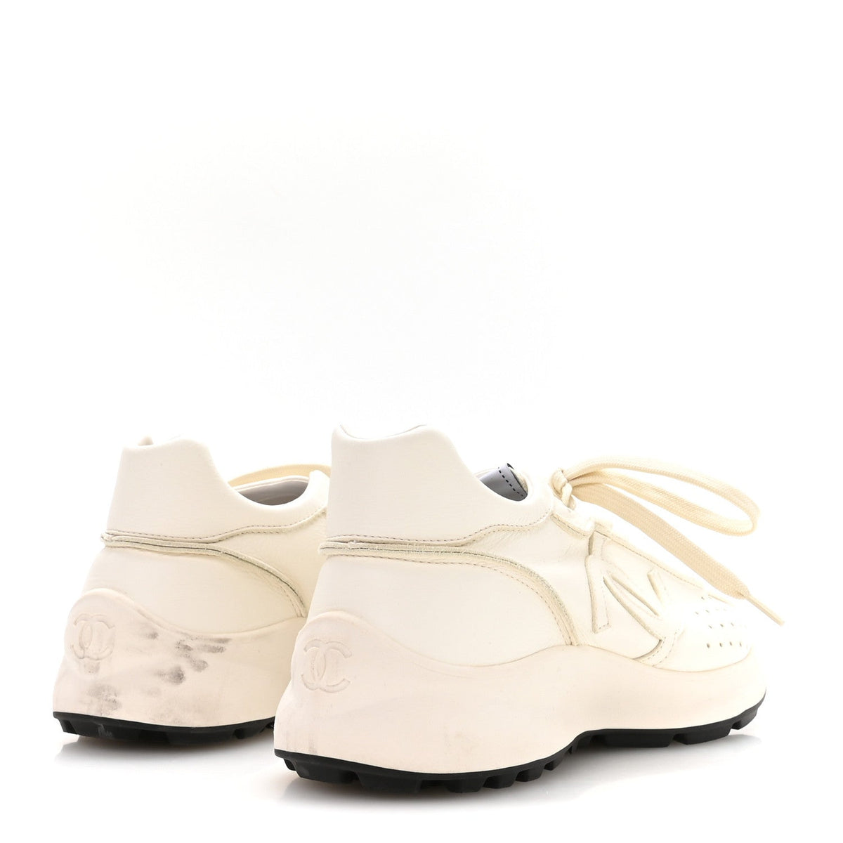 Calfskin Perforated CC Sneakers 38 White