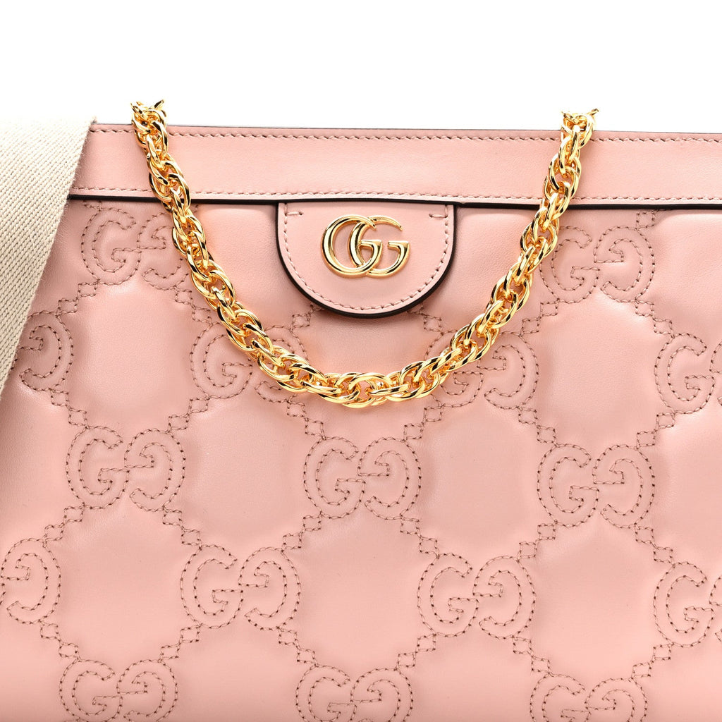 Calfskin GG Matelasse Small Slim Chain Shoulder Bag Perfect Pink Natural
