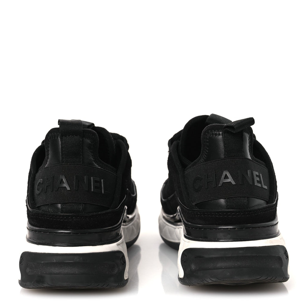 Suede Calfskin Nylon Grosgrain CC Sneakers 36 Black