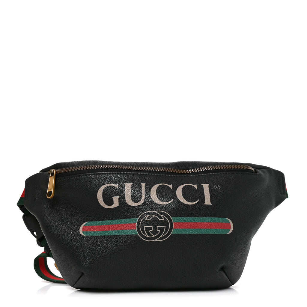 Grained Calfskin Logo Belt Bag Black