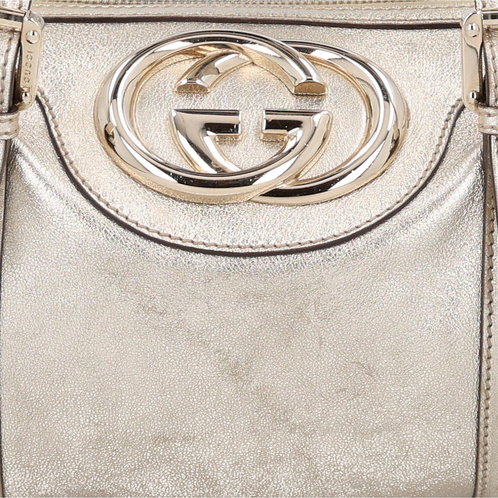 Metallic Calfskin Small Britt Boston Gold