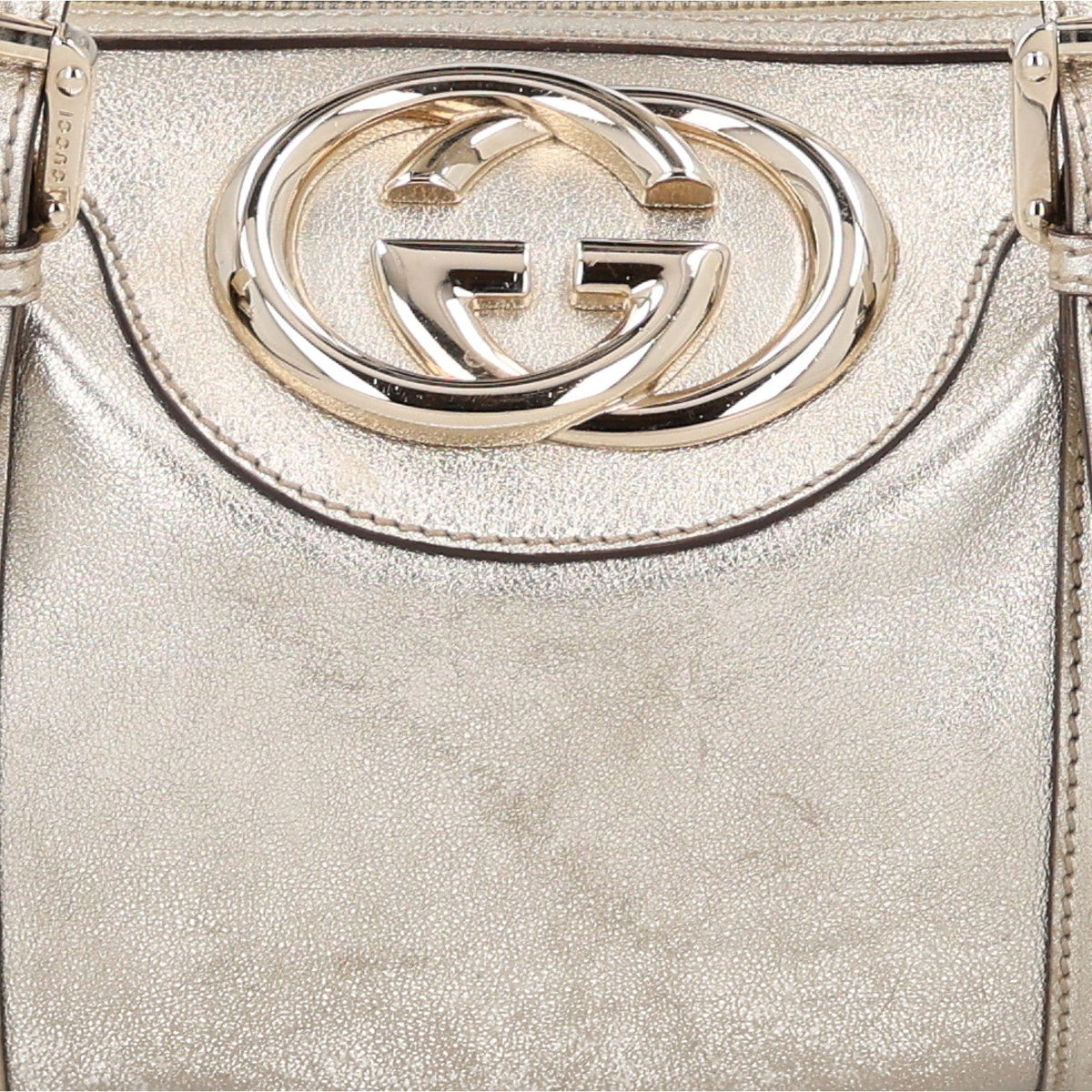 Metallic Calfskin Small Britt Boston Gold
