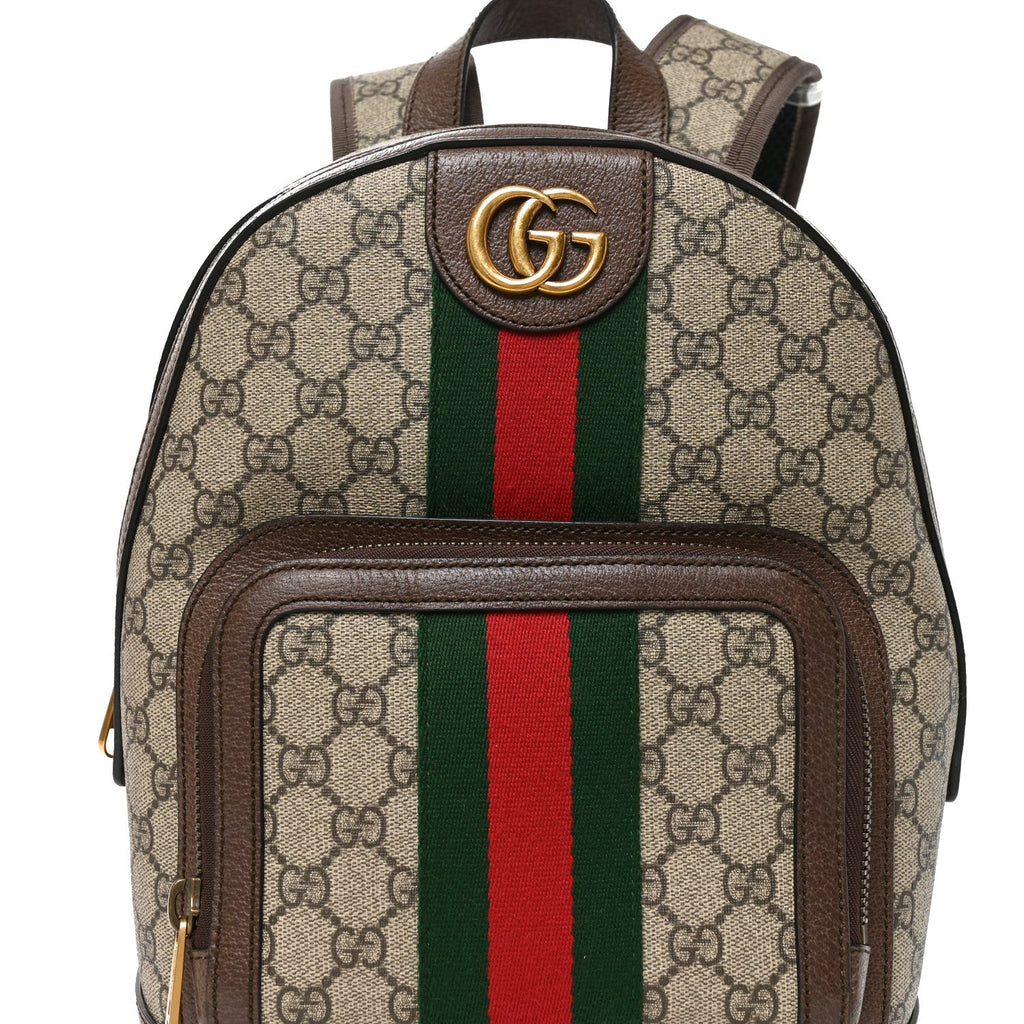 GG Supreme Monogram Calfskin Web Small Ophidia Day Backpack Beige Ebony New Acero