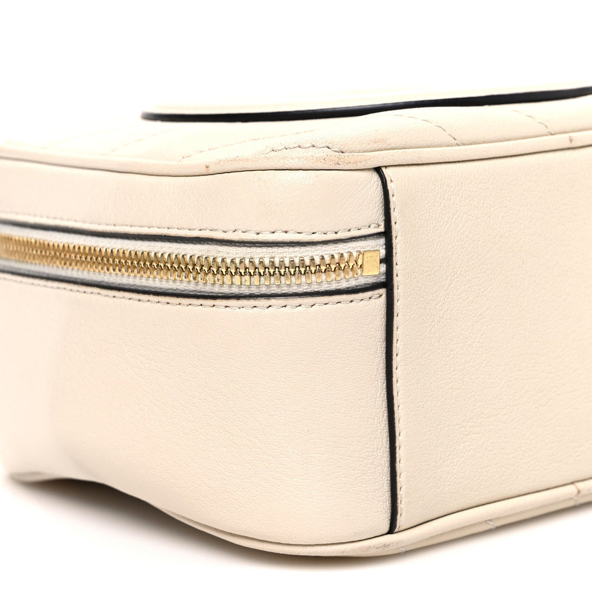 Sakai Be Green Calfskin Diagonal Stitched Blondie Top Handle Bag Mystic White