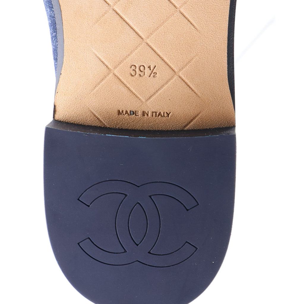 Denim CC Turnlock Loafers 39.5 Dark Blue