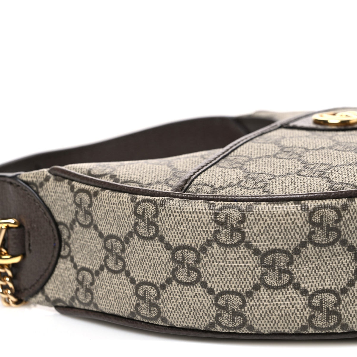 GG Supreme Monogram Textured Dollar Calfskin Small Ophidia Shoulder Bag Beige Ebony New Acero