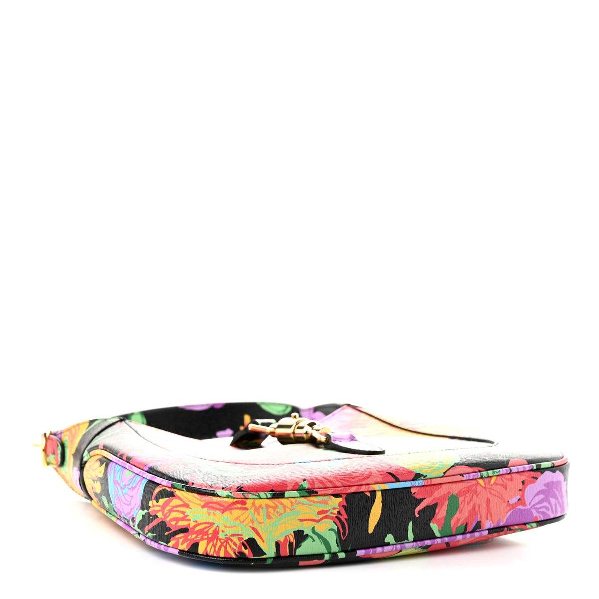 X KEN SCOTT New Shangai Calfskin Jenny Floral Print Small Jackie 1961 Hobo Black Pink