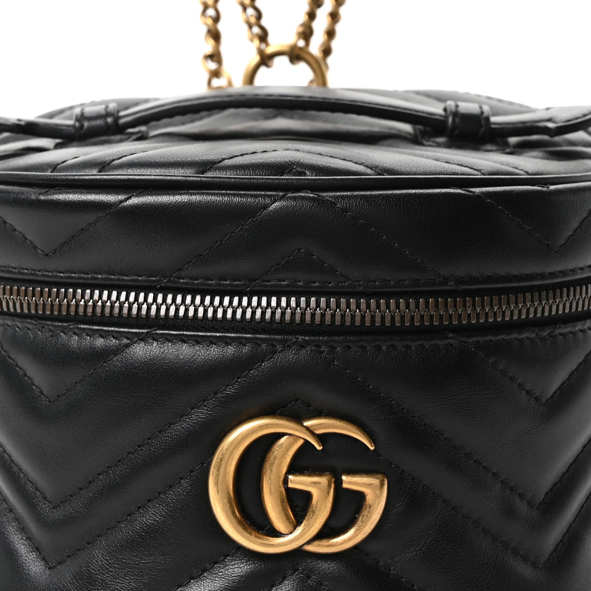 Calfskin Matelasse Mini GG Marmont Round Backpack Black