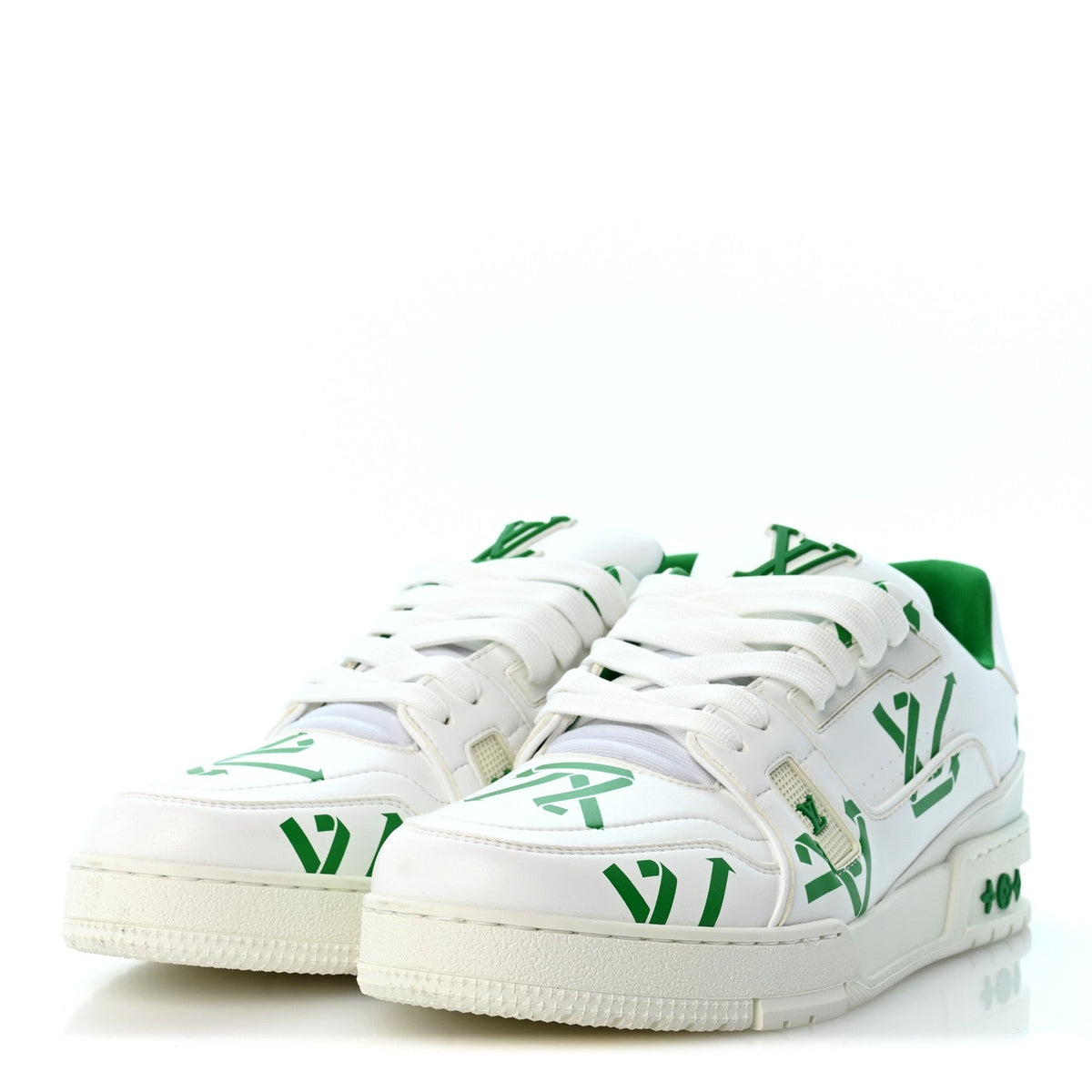 Mens LV Trainer Upcycling Sneakers 8.5 White Green