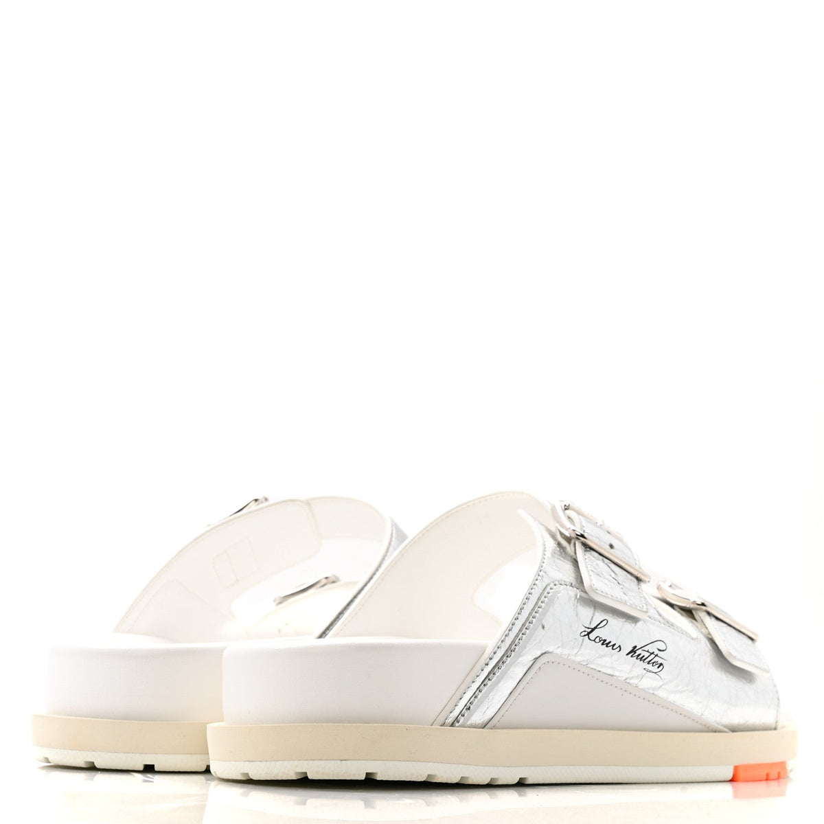 Metallic Mix Materials Mens LV Script Trainer Mules 11 Silver Multicolor