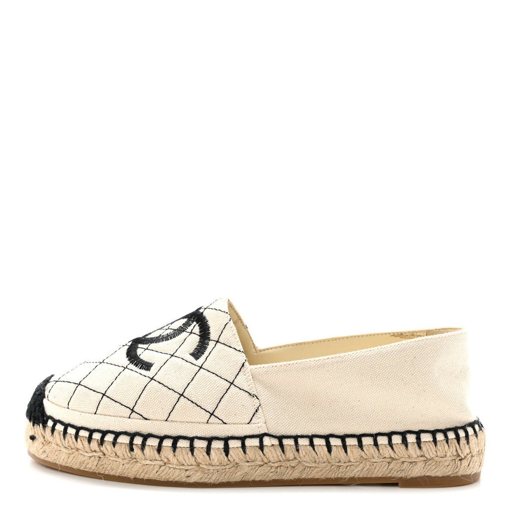 Fabric Biarritz CC Espadrilles 36 Beige Black