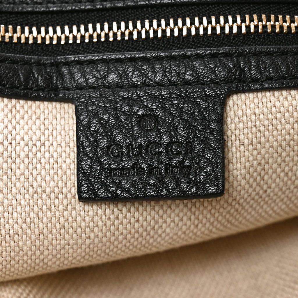 Pebbled Calfskin Medium Soho Shoulder Bag Black
