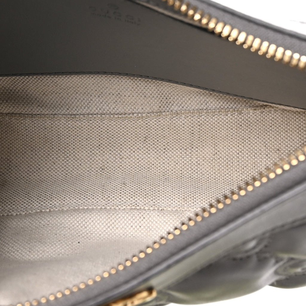 Calfskin GG Matelasse Chain Handbag Dusty Grey Natural