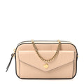 Calfskin GG Super Mini Debossed Chain Wallet Light Beige