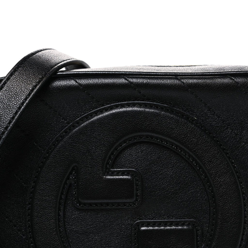 Sakai Be Green Calfskin Diagonal Stitched Small Blondie Shoulder Bag Black