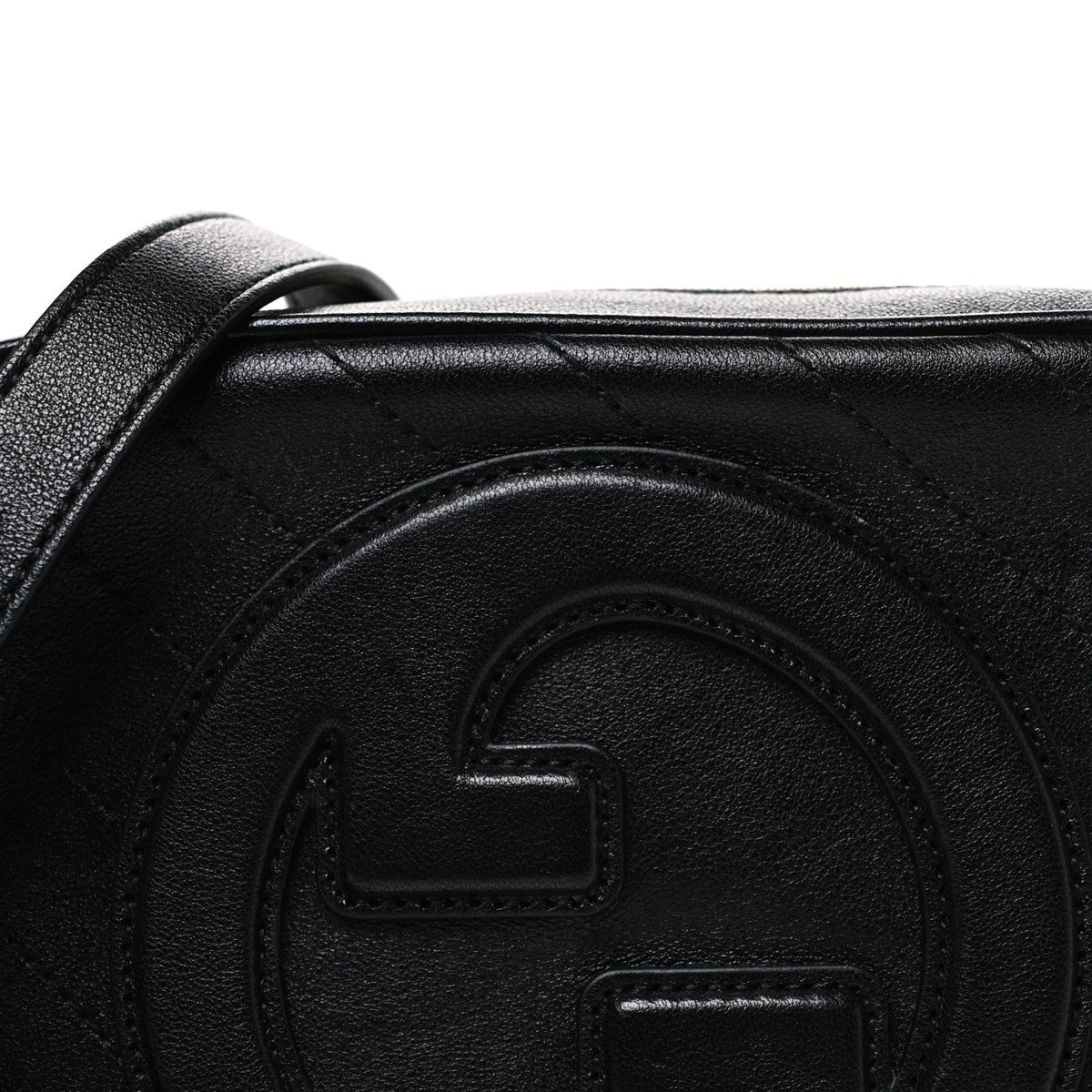 Sakai Be Green Calfskin Diagonal Stitched Small Blondie Shoulder Bag Black
