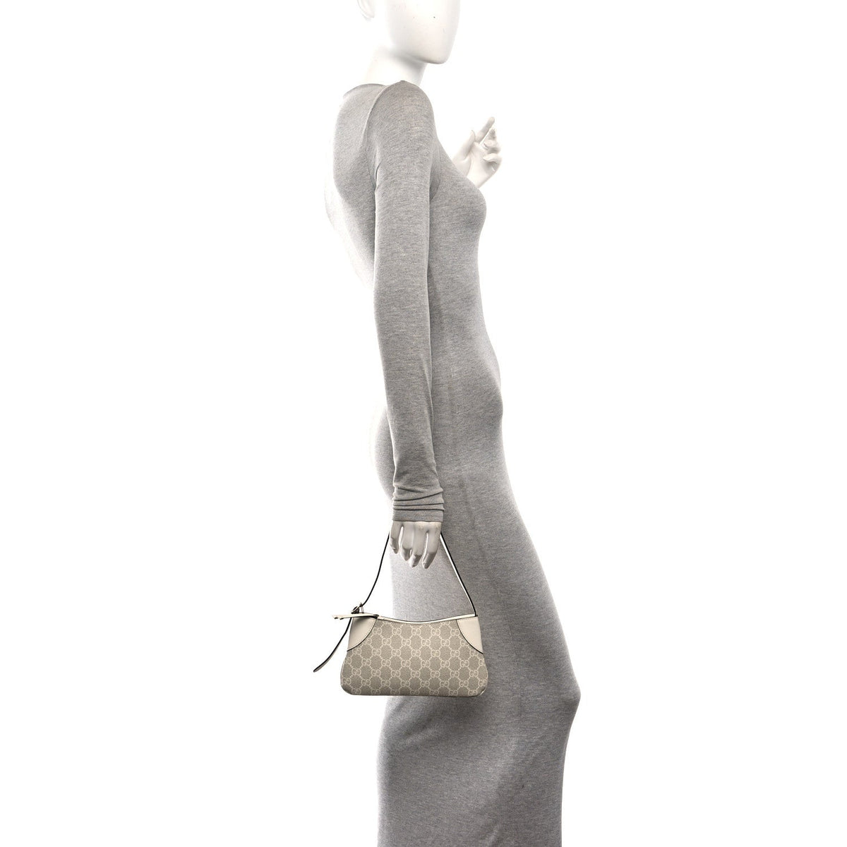 GG Monogram Calfskin Small Emblem Shoulder Bag Beige Mystic White