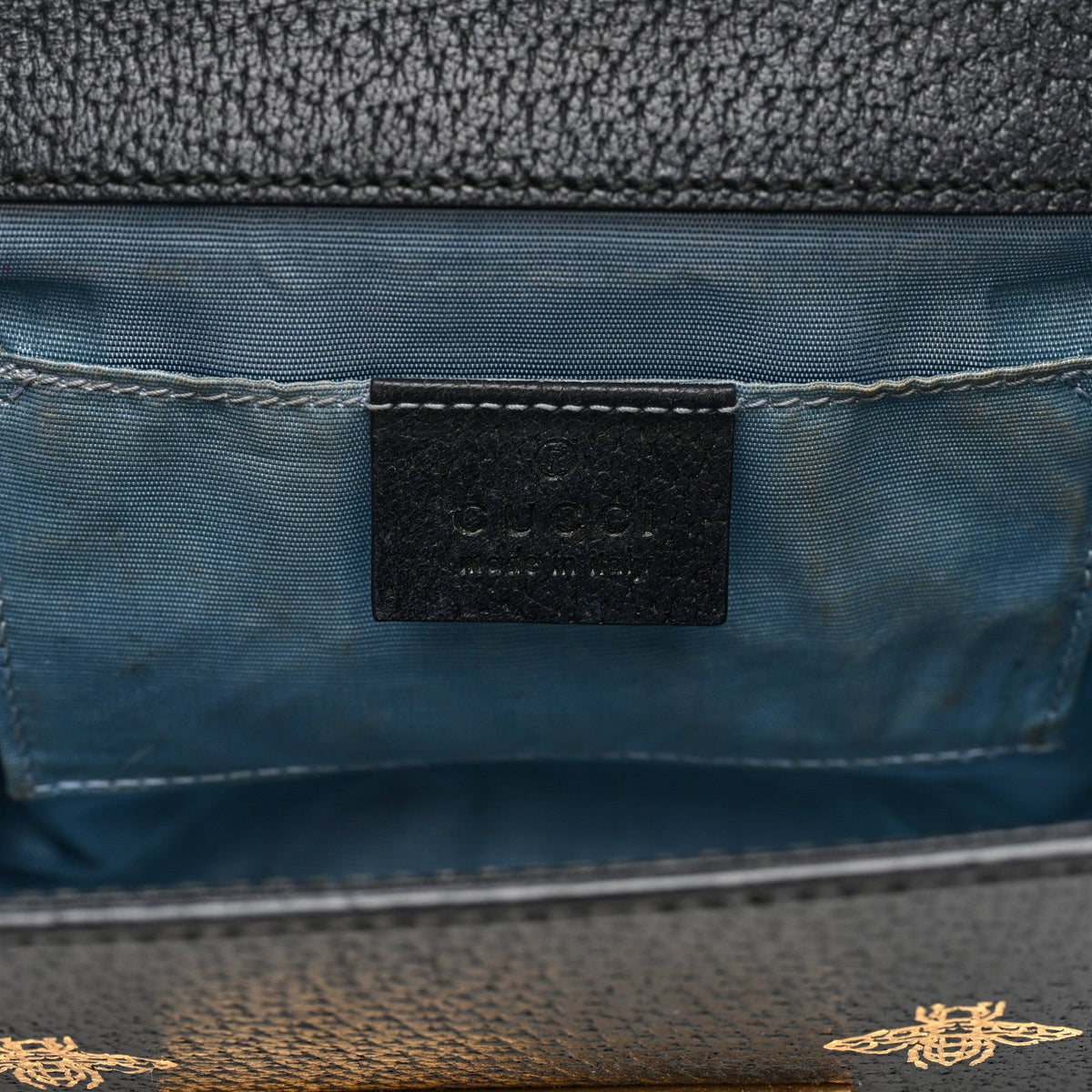Grained Calfskin Bee Star Small Padlock Shoulder Bag Black