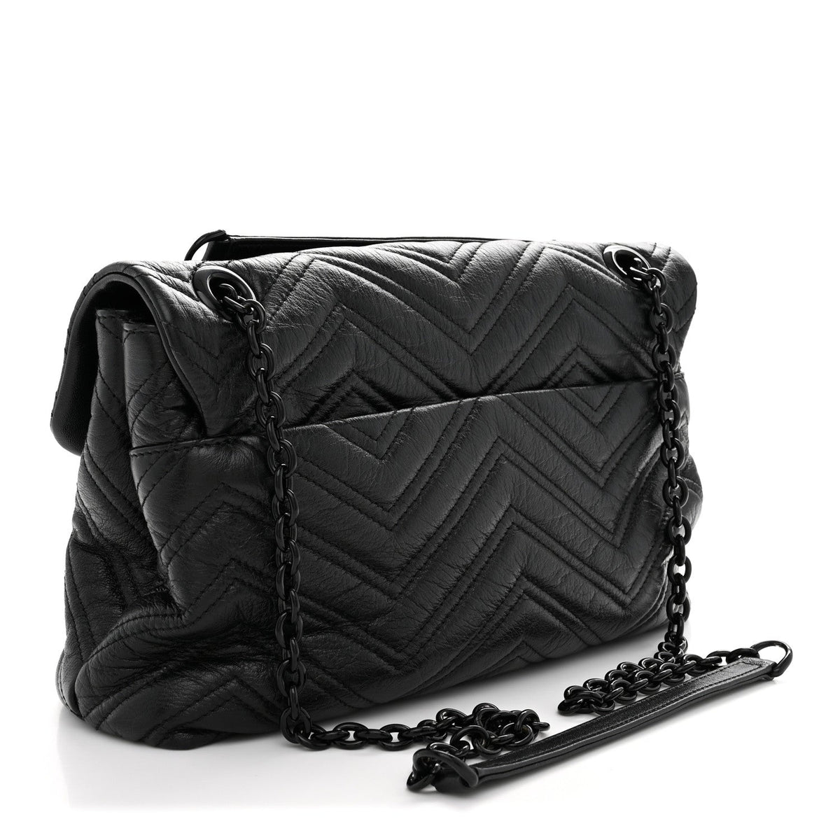 Soft Calfskin Matelasse Monochrome Medium GG Marmont Shoulder Bag Black