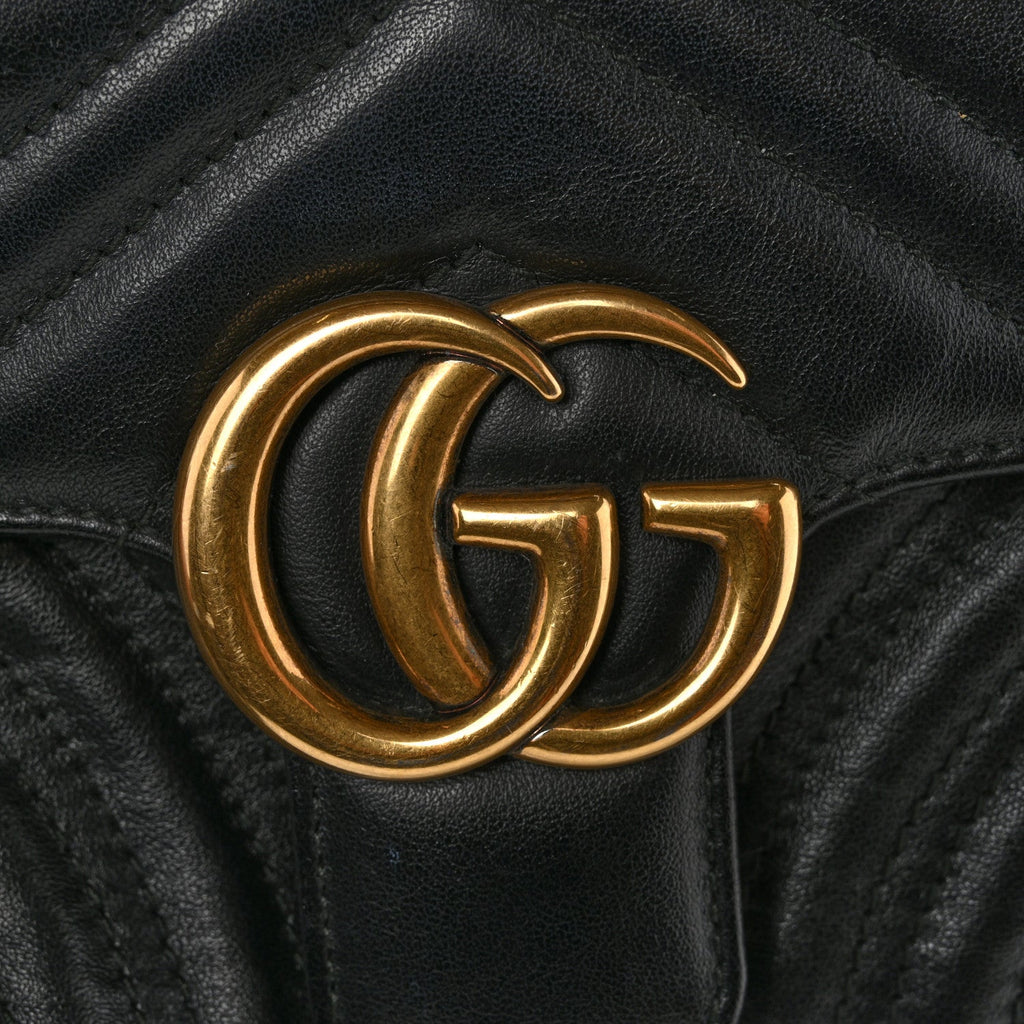 Calfskin Matelasse Mini GG Marmont Shoulder Bag Black
