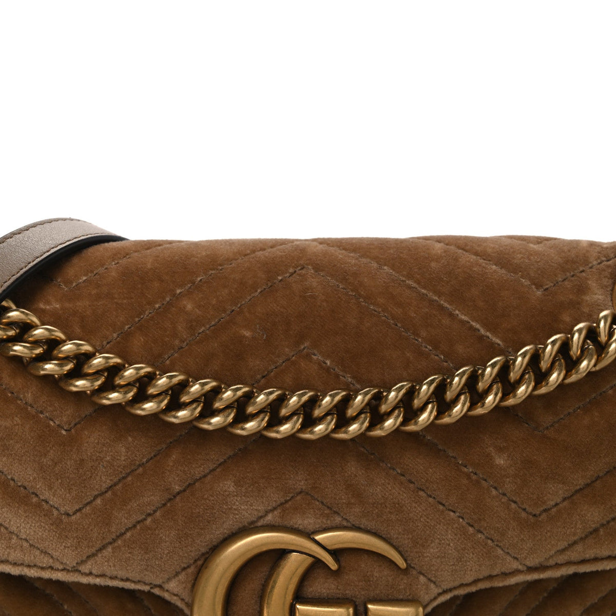 Velvet Matelasse Medium GG Marmont Shoulder Bag Taupe